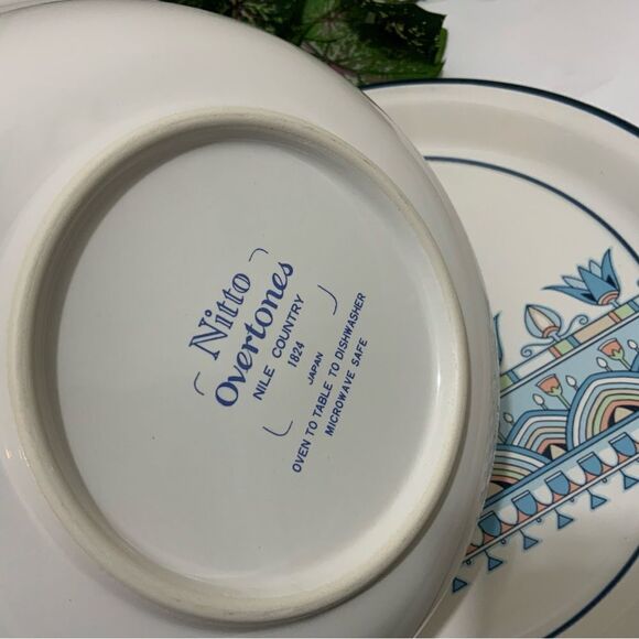 Vintage Nitto Overtones Stoneware "NILE COUNTRY" Set 5   Plates bowl JAPAN B6 - Picture 9 of 11